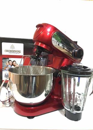 Многофункциональный кухонный комбайн crownberg cb-3404 с мясорубкой и блендером, мощный компактный прибор для кухни