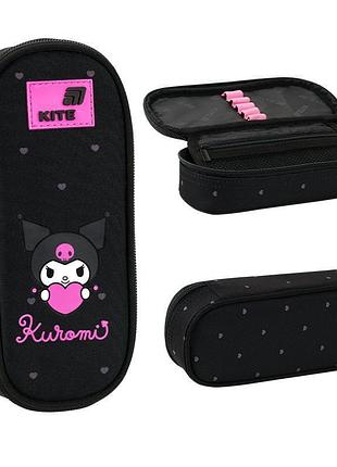 Пенал з одним відділенням та органайзером hello kitty kuromi чорного кольору hk26-599-2 kite