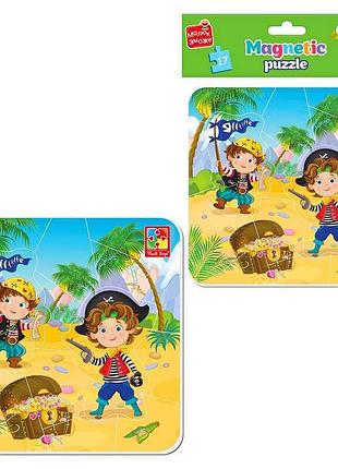 Магнітні пазли для малюків "піратські пригоди" vt3204-20 (50) від vladi toys у зручному пакеті