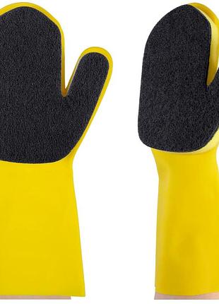 Силиконовые перчатки для мытья посуды fei e glove №3 с губкой