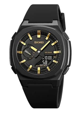 Наручные часы skmei 2091bkgdbk черные с золотыми элементами, 10344