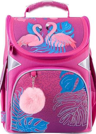 Каркасный рюкзак pink flamingoes go21-5001s-4 ярко-розового цвета с декоративным помпоном