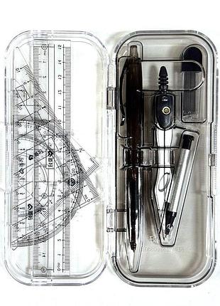 Готовальня aihao cs8030 з олівцем у прозорому пластиковому кейсі, 7 інструментів для креслення