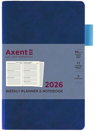 Еженедельник-блокнот partner soft muse 125х195 мм синего цвета 8527-26-3