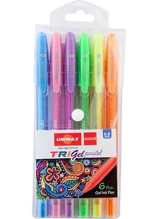 Гелевая ручка trigel pastel ux-144 unimax с пастельными оттенками и толщиной письма 0,8 мм