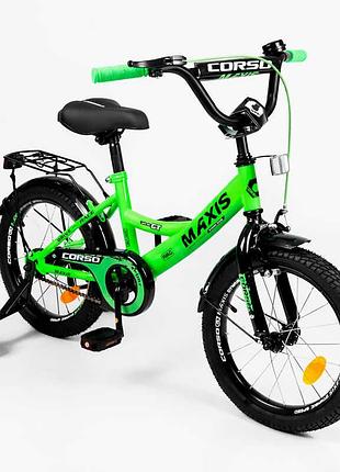Яскравий дитячий велосипед 16 дюймів двоколісний corso maxis mx-81320 для активного відпочинку