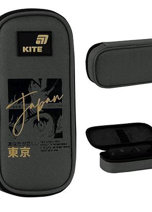 Пенал одновіддільний tokyo vibe сірого кольору k26-662-14 kite