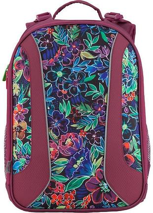 Каркасный школьный рюкзак flowery 17 l k18-703m-2 kite с ярким цветочным принтом
