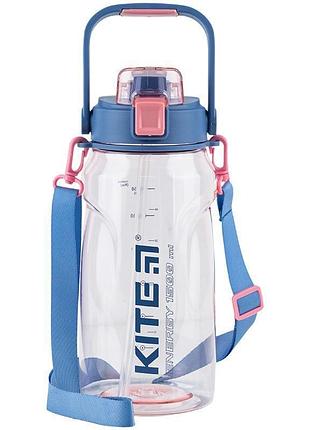 Пляшка для води об'ємом 1500 мл рожево-блакитна k24-1202-2 kite з ремінцем для зручного перенесення
