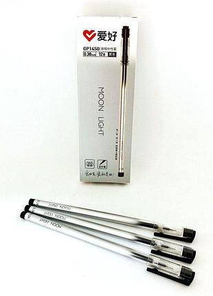 Гелева ручка чорного кольору з тонким стрижнем 0,38 мм moon light gp-1450