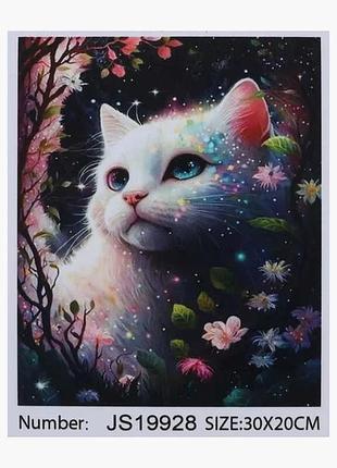 Алмазная мозаика js19928 с изображением кота, 20х30 см