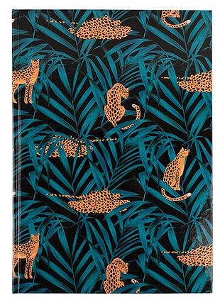 Блокнот книга формата а4 с принтом leopard 96 листов в клетку темно-синего цвета 8422-556