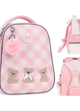 Каркасний дитячий рюкзак teddy bears рожевий go26-165s-1 для навчання 6-8 років