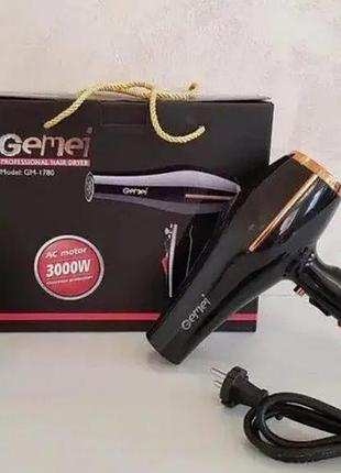 Профессиональный фен для волос gemei gm1780, мощность 3000w — быстрая сушка и аккуратная укладка