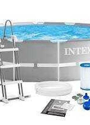 Каркасный бассейн intex 26720 np с комплектом лестницы и насосом-фильтром