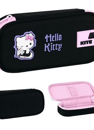 Пенал шкільний з одним відділенням hello kitty чорного кольору hk26-662-1 kite