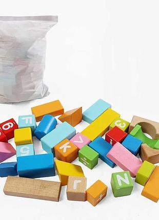 Деревянный конструктор c 74311 из 100 разноцветных элементов с мешочком для хранения