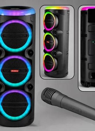 Мощная bluetooth-колонка ms-2076bt-w с микрофоном и rgb led-подсветкой для караоке, портативная беспроводная модель