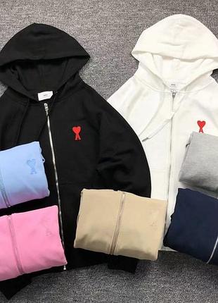 Кофта зіп + унісекс + ami paris + всі кольори в наявності, s-xl, бавовна