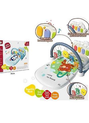 Игровой музыкальный коврик 368-9 g с подсветкой, мелодиями и пятью погремушками