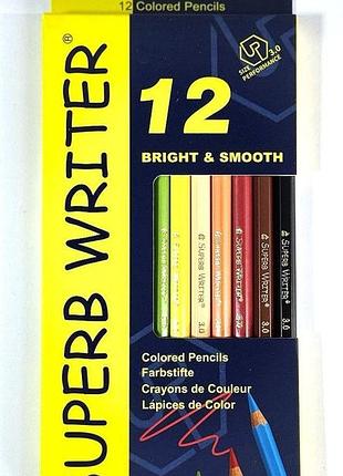Кольорові олівці superb writer e4100-12 з яскравими відтінками