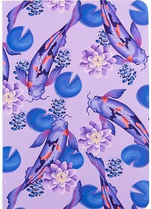 Записная книга блокнот а5 в клетку fish бузково-синего цвета 8700-3 axent
