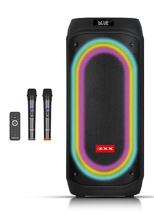Мощная переносная акустическая колонка zxx-9098/5961 с led-подсветкой и микрофонами, бренд zxx