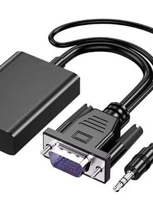 Конвертер сигналу vga в hdmi з аудіо kod 6755 для підключення моніторів і телевізорів, перетворювач vga→hdmi з підтримкою звуку