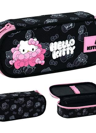 Пенал з одним відділенням та органайзером hello kitty чорного кольору hk26-599-1 kite