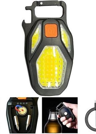 Тактический кемпинговый фонарь ll-203-cob (белый + желтый + красный) с индикатором и магнитом