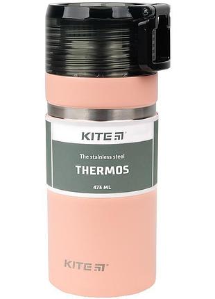 Термос для напитков 473 мл персикового цвета k21-320-01 kite из нержавеющей стали