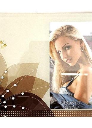 Скляна фоторамка з декоративними елементами 10x15 tz-8682