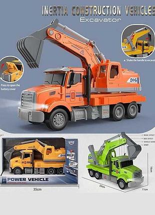 Іграшковий екскаватор ht 6802 w із світловими та звуковими ефектами, інерційний, 32 см