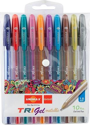 Гелева ручка trigel metallic 1.0 мм ux-141 unimax з металізованим ефектом