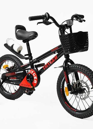 Детский двухколесный велосипед 16 дюймов corso tg-15044 tayger для мальчиков и девочек