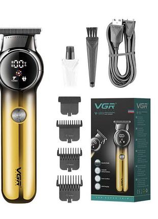 Професійна машинка для стрижки волосся vgr v-989 (модель 9095) з насадками та usb-зарядкою, потужна та ергономічна
