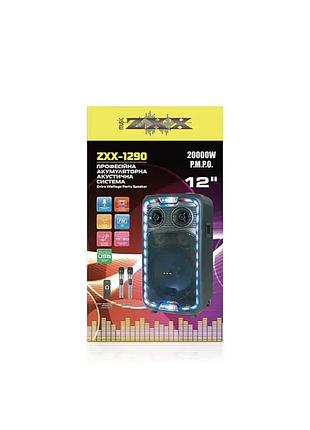 Мощная портативная акустическая колонка zxx-1290/6737 60 вт с led-подсветкой, динамик 12 дюймов