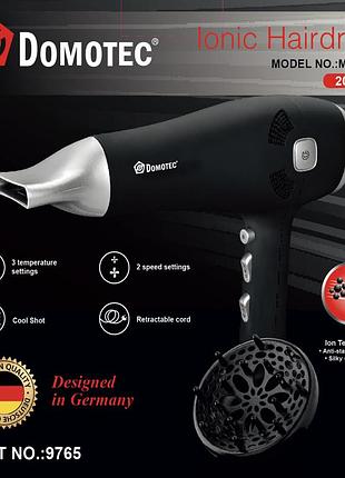 Професійний фен для волосся domotec ms-402b 9765 з іонною технологією — потужний сушар для салонного укладання