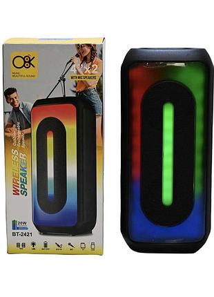 Портативна bluetooth-колонка з мікрофоном 4" bt 2421, led-підсвітка