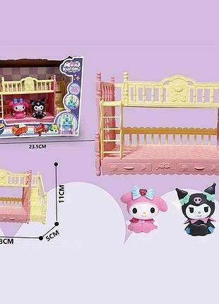 Игровой набор с двухъярусной кроватью и двумя фигурками героев yq 513