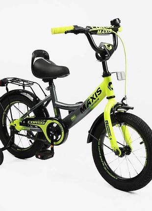 Дитячий велосипед 14 дюймів двоколісний corso maxis mx-64003 для навчання їзді