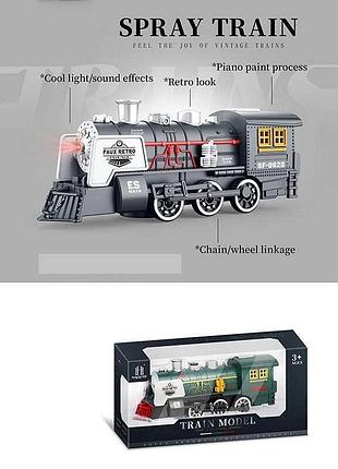 Игрушечный ретро паровоз 731-39 k с подсветкой и звуковыми эффектами