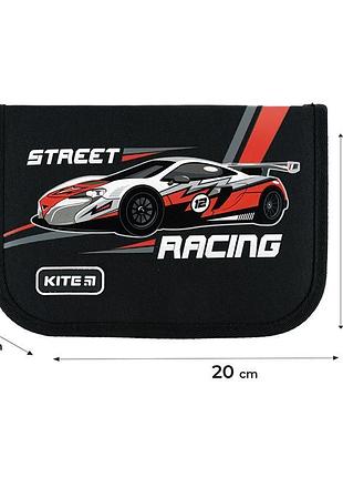 Пенал-книжка з одним відділенням і відворотом racing k24-621-4 kite для шкільного приладдя