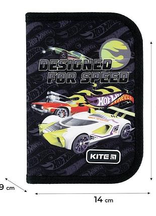 Пенал-книжка з одним відділенням та двома відворотами hot wheels hw24-622 kite для школярів
