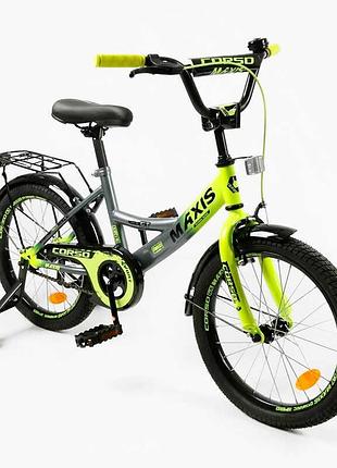 Дитячий велосипед corso maxis mx-87004 з колесами 18 дюймів, двоколісний з допоміжними колесами