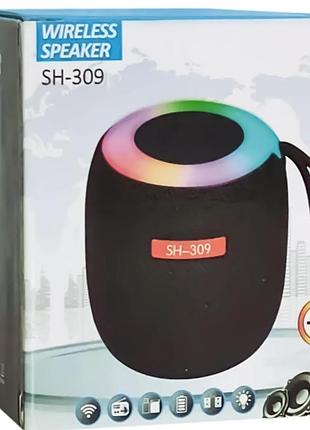 Портативна bluetooth колонка sh 309/9906 з led-підсвічуванням, чорна/синя/срібляста
