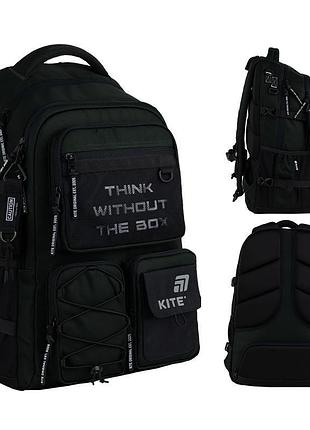 Рюкзак школьный и городской education teens черного цвета k25-1018xl-2 kite с множеством карманов