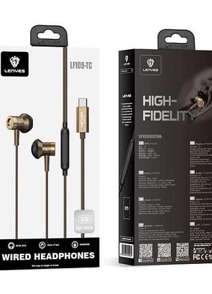 Вакуумні дротові навушники lenyes lf109-tc з підключенням usb type-c, мікрофоном та дистанційним керуванням
