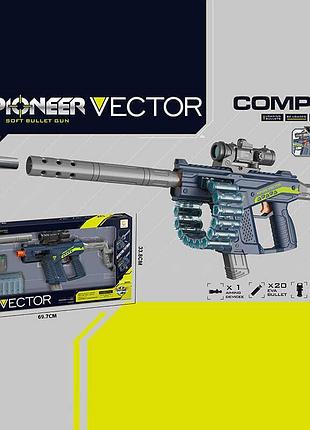 Игрушечный автомат pioneer vector 836 a с оптическим прицелом 1х-6х и мягкими патронами