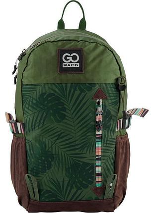 Безкаркасний рюкзак go-pack go18-128l об'ємом 22 літри у зеленому кольорі з принтом листя